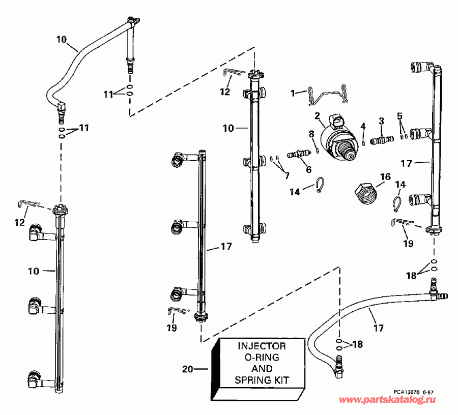 ��������� EVINRUDE E175FSLECS 1998  - jector & Fuel Manifolds
