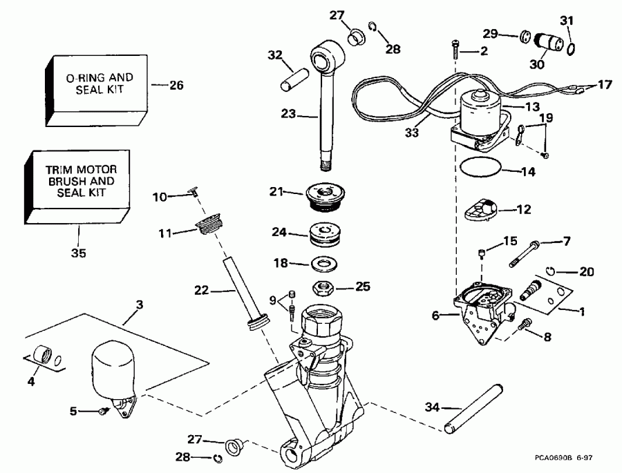 ��������� ����� ������� E225STLECS 1998  - wer Trim/tilt Hydraulic Assembly
