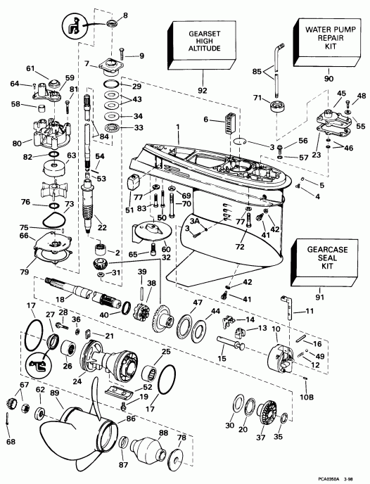 ��������� ����� Evinrude E250PZECD 1998  -  Standard Rotation -- Gl, Sl, & Stl Models - �������� Rotation -- Gl, Sl, & Stl Models