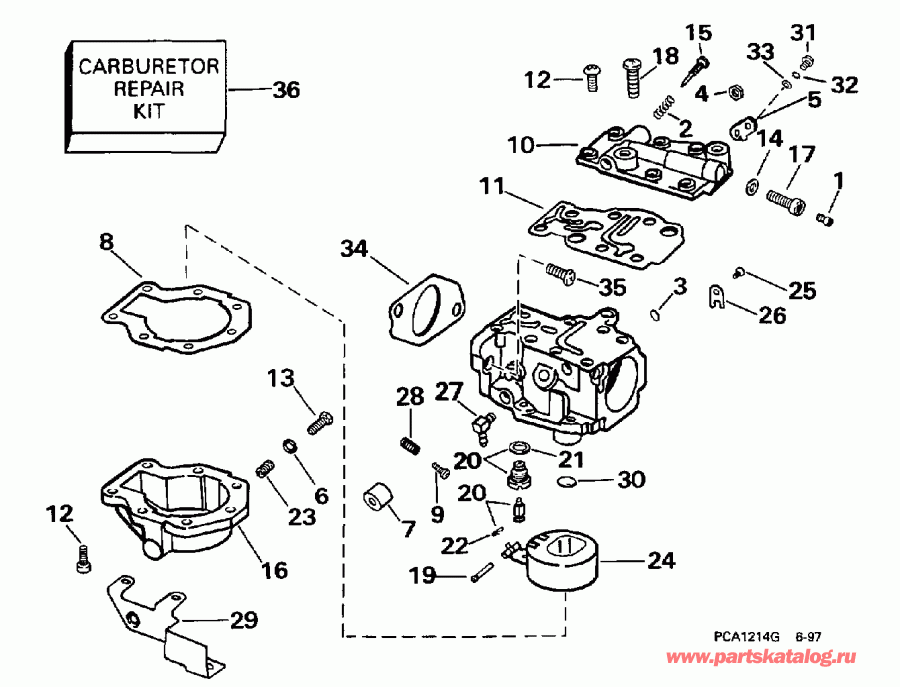 ��������� EVINRUDE E25KLECA 1998  -  25 Hp - 25 Hp