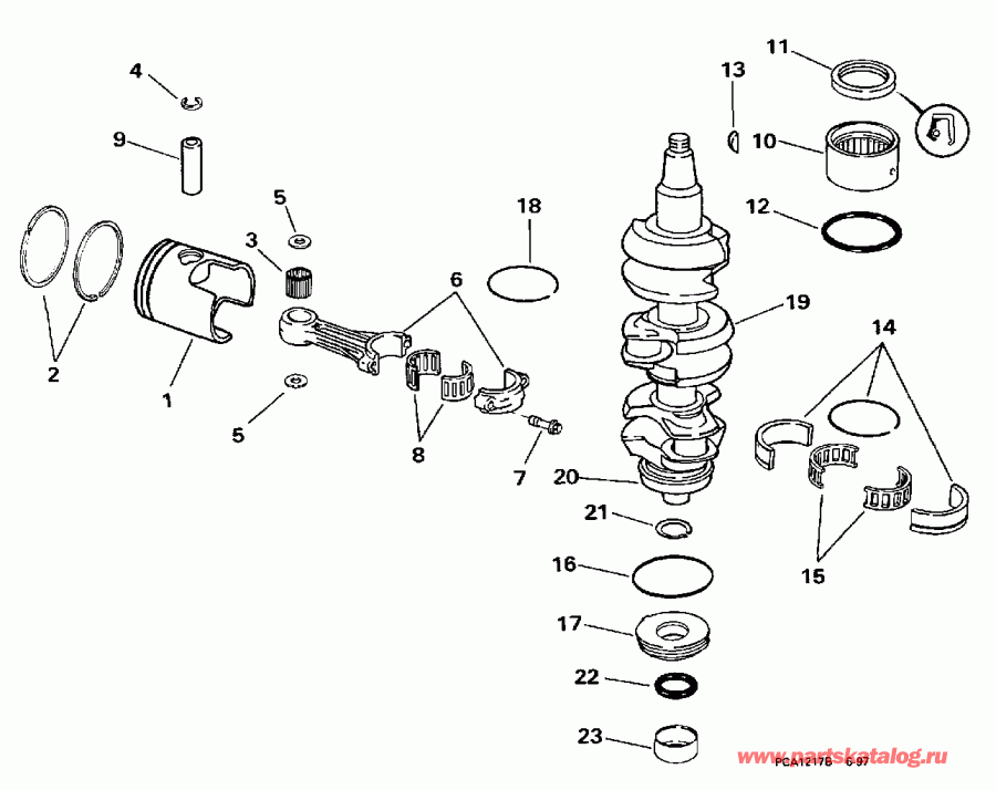  Evinrude E25QLECA 1998  - ank��� & ������� - ankshaft & Piston