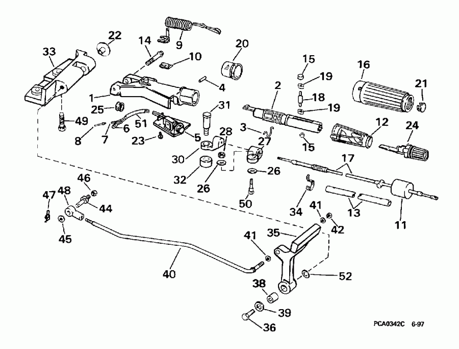 ��������� ����� EVINRUDE E25RECB 1998  - ee������ & ������������� Handle - eering & Shift Handle