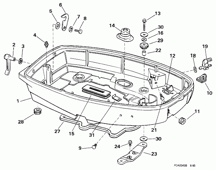 ��������� ��������� Evinrude E25RLECB 1998  - wer Engine Cover