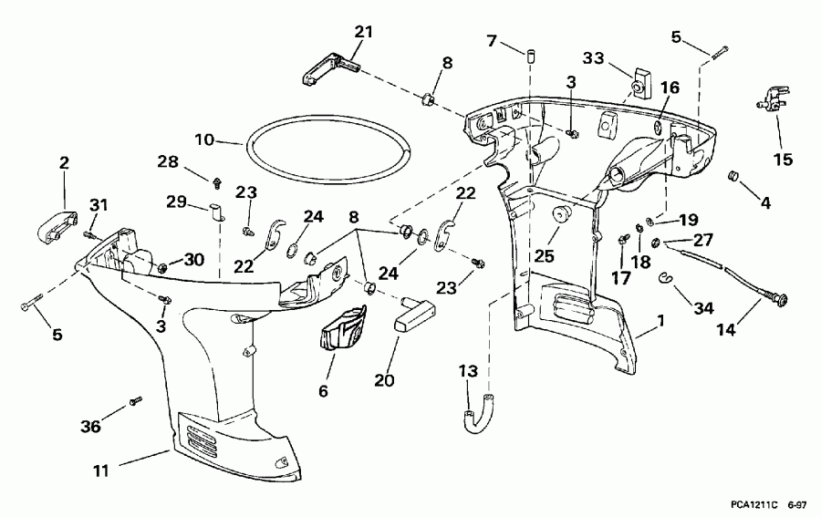��������� ��������� EVINRUDE E25TKECA 1998  - wer Engine Cover - wer ������ ��������� (�����)
