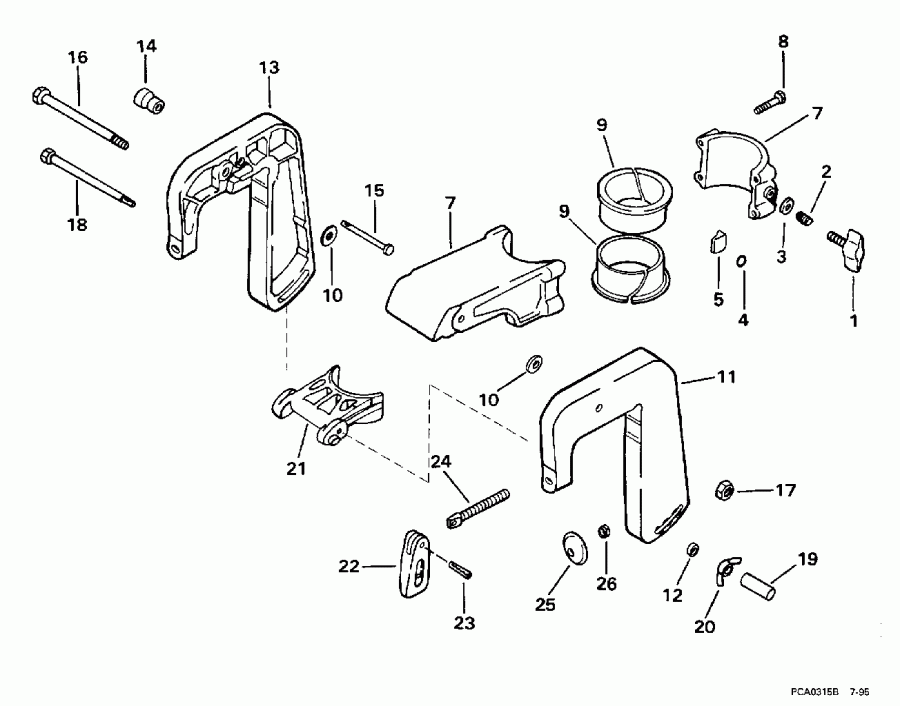 ��������� ��������� Evinrude E2RSS 1998  - ern Bracket & Swivel Bracket / ern ��������� & ���������� ���������