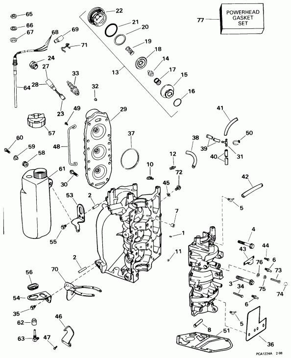 ��������� ����� ������� E35QLECA 1998  - linder & Crankcase - linder & ������ ���������