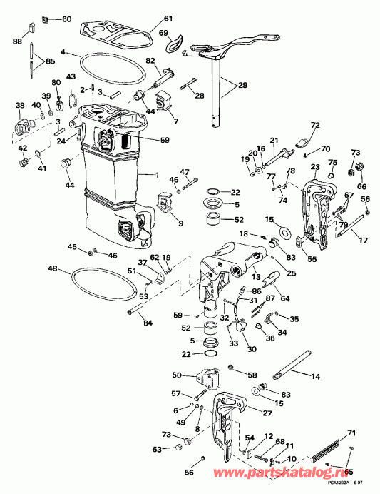 ��������� �������� ����� EVINRUDE E40ELECR 1998  - wer Trim/tilt