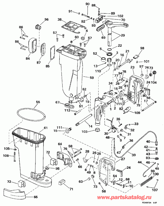 ����� ������� E40TELECR 1998  - haust Housing & Stern & Swivel Bracket - haust ������ & Stern & ���������� ���������