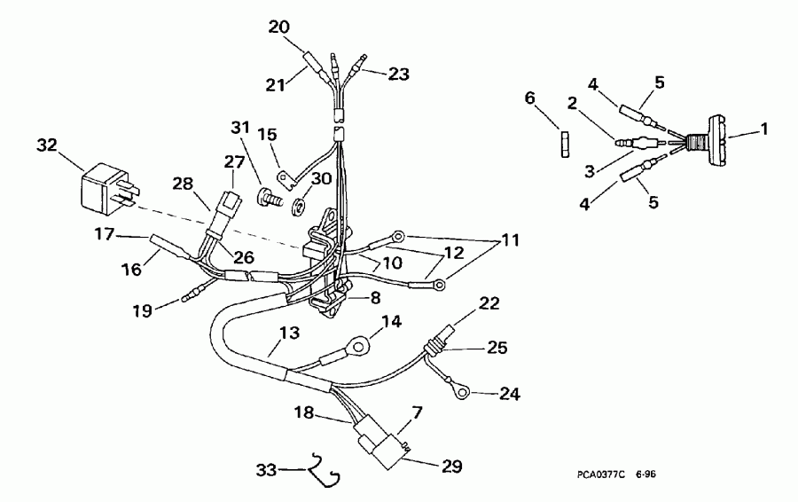 ��������� �������� ����� EVINRUDE E50DTLECA 1998  - wer Trim/tilt Electrical