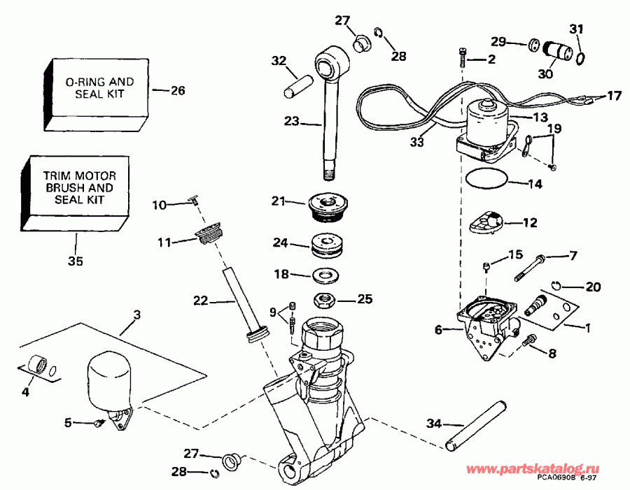 ����� EVINRUDE E50DTLECA 1998  - wer Trim/tilt Hydraulic Assembly