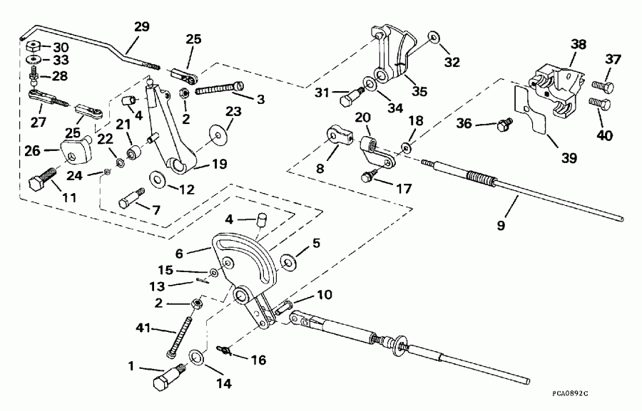 ��������� ����� Evinrude E50TSLECC 1998  - rottle Linkage - rottle ��������� ��������