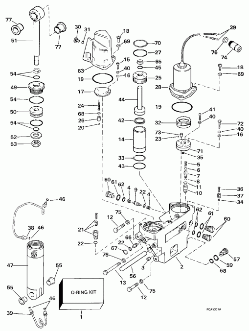 �������� ��������� ����� ������� E50TTLECA 1998  - wer Trim/tilt Hydraulic Assembly