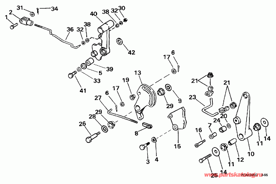 ��������� �������� ����� Evinrude E50TTLECA 1998  - ift & Throttle Linkage