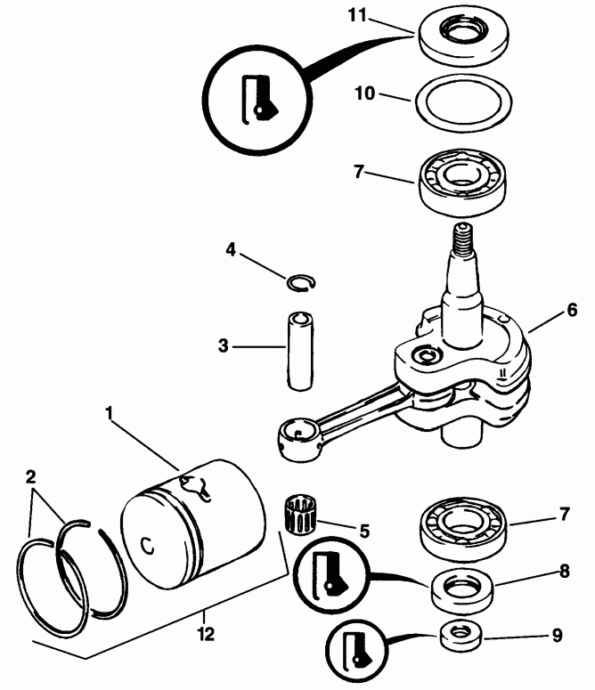 �������� ����� ������� E5RECS 1998  - ankshaft & Piston - ank��� & �������