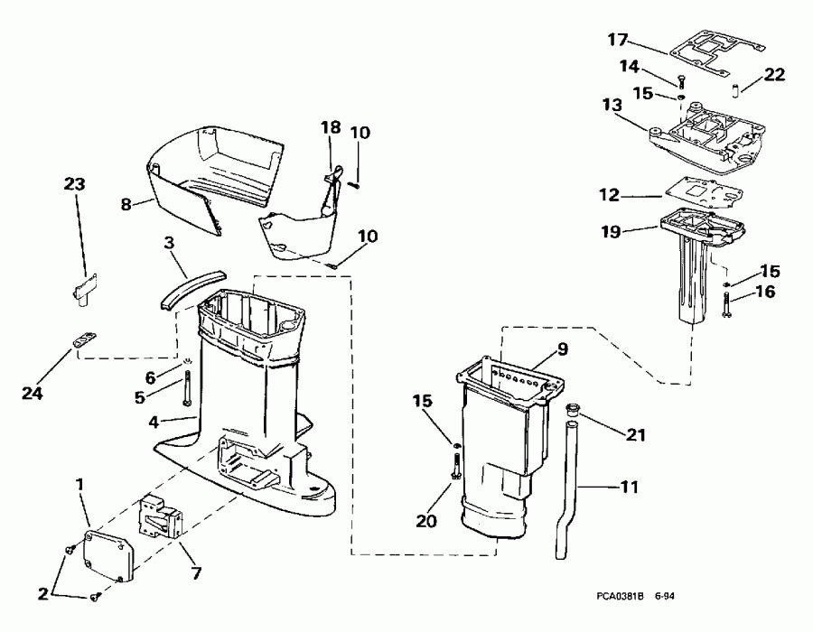 ��������� ��������� Evinrude E60TLECM 1998  - haust ������ - haust Housing