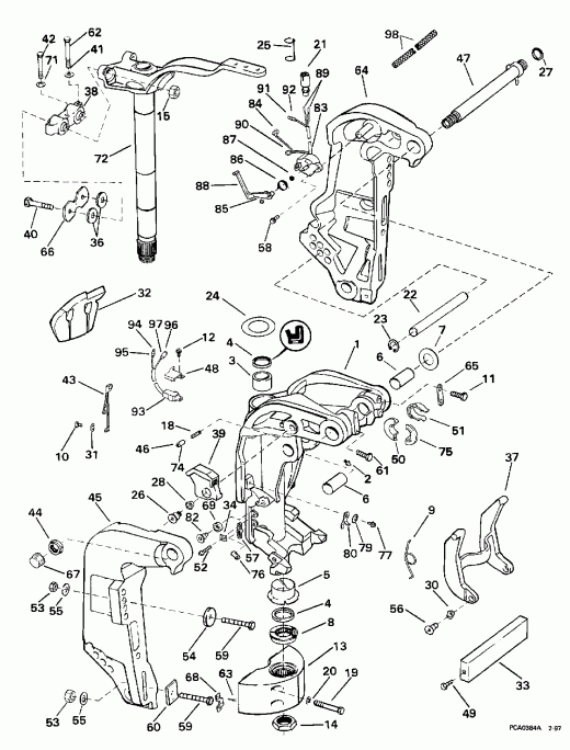 ��������� ����� Evinrude E60TLECM 1998  -  Power Trim & Tilt