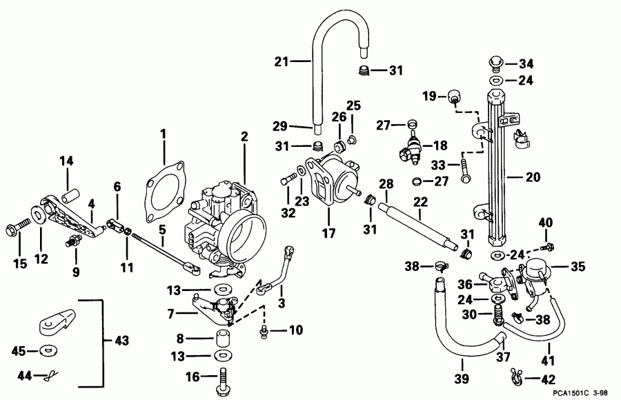 ��������� ����� Evinrude E70FLTLECS 1998  - jector & Throttle Body