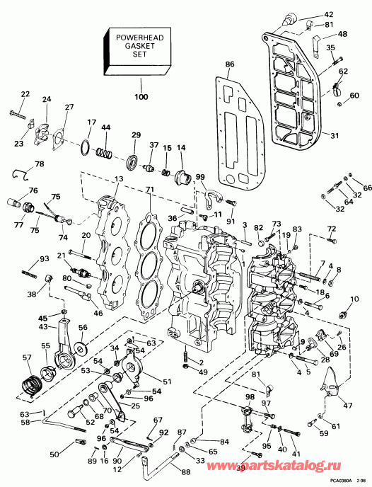 ��������� ��������� ������� E70TLECB 1998  - linder & Crankcase - linder & ������ ���������