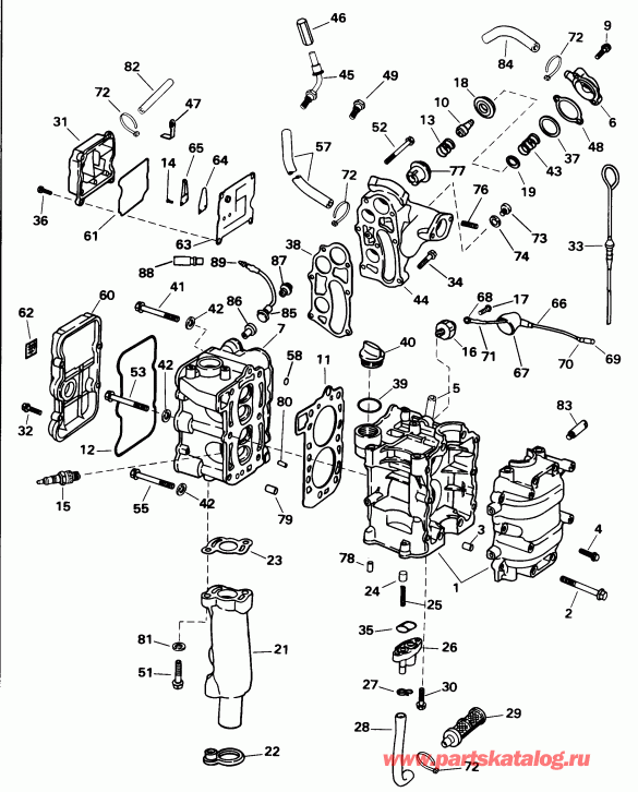 ��������� ��������� Evinrude E8FRECA 1998  - linder & Crankcase