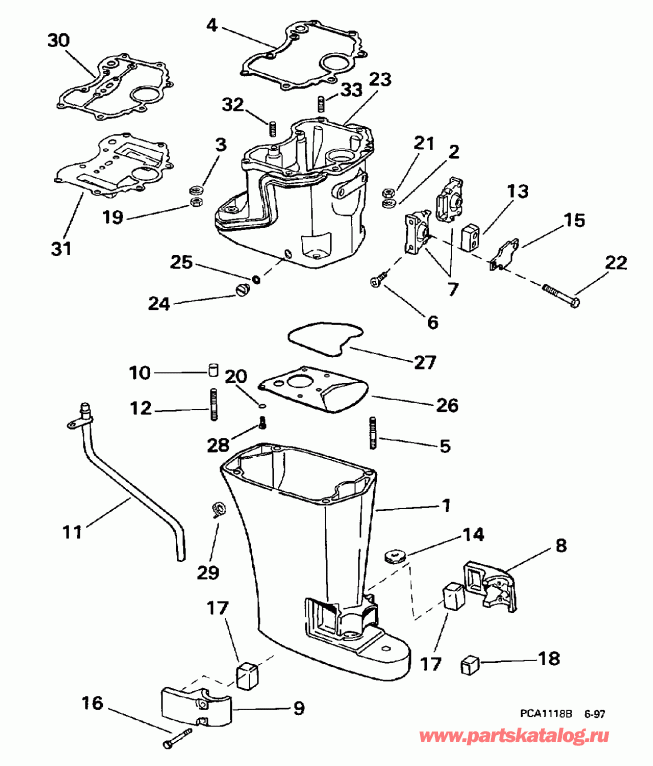 �������� ����� Evinrude E8FRECA 1998  - haust Housing / haust ������