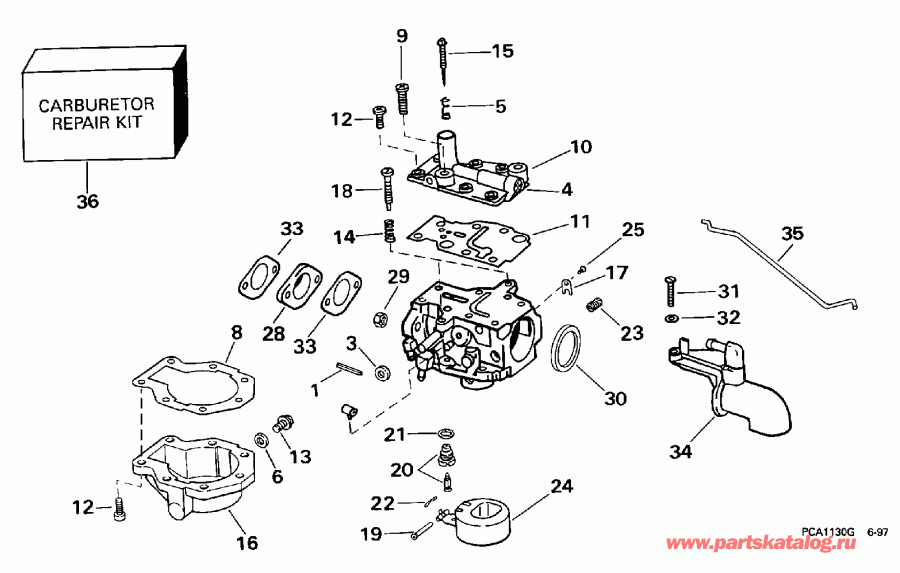 ��������� �������� ����� Evinrude E8FRXECA 1998  - rburetor
