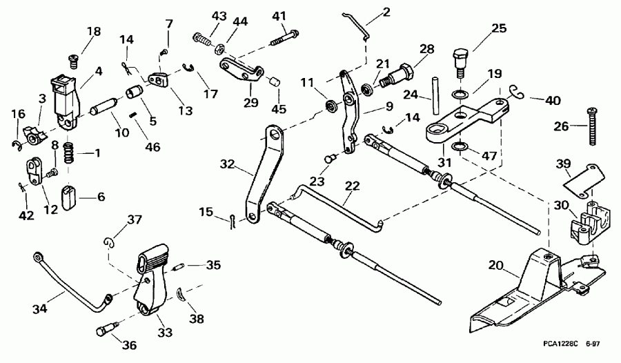 ����� EVINRUDE E8FRXECA 1998  - ift & Throttle Linkage