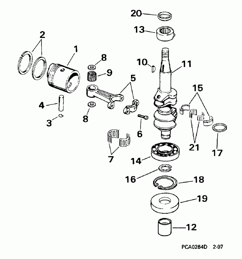 ��������� EVINRUDE E8SRLECA 1998  - ankshaft & Piston / ank��� & �������