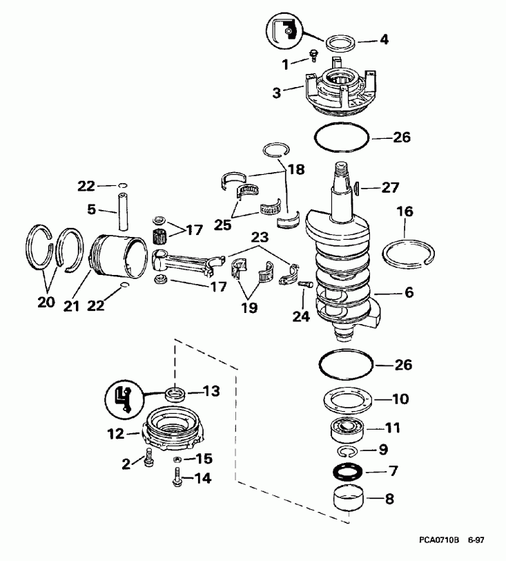 ����� EVINRUDE E90TSLECM 1998  - ankshaft & Piston