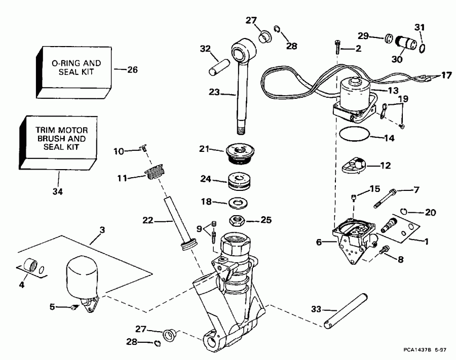 �������� ����� EVINRUDE E90TSLECM 1998  - wer Trim / tilt Hydraulic Assembly / wer Trim/tilt Hydraulic Assembly