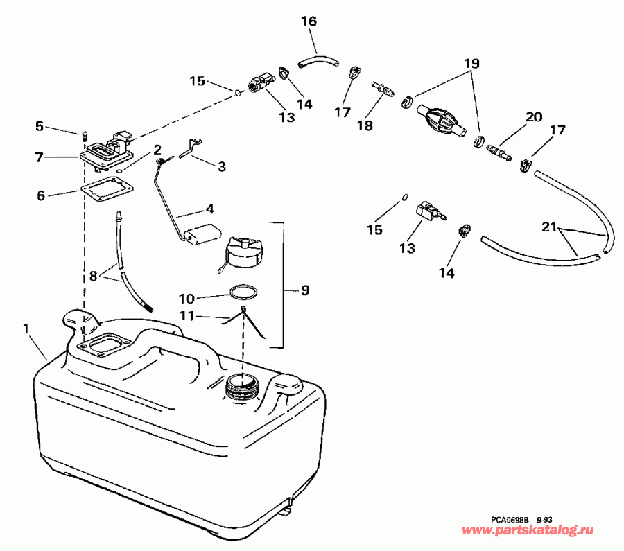 �������� ����� Evinrude HE15KCO 1998  - 6 ������ -- 15kc Models Only /  6 Gallon -- 15kc Models Only