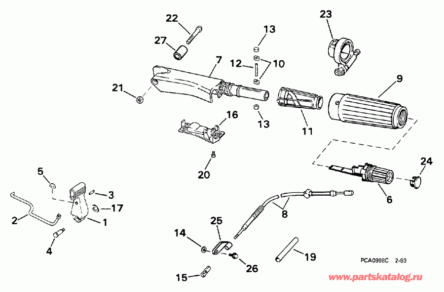 �������� ��������� ����� Evinrude HE15KCO 1998  - eering & Shift Handle - ee������ & ������������� Handle