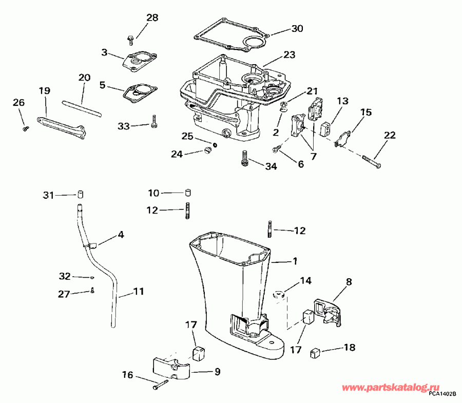  Evinrude HE5FRLECA 1998  - haust ������ / haust Housing
