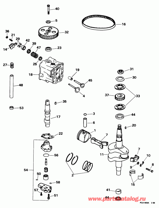 ��������� ����� Evinrude HE6FRECA 1998  - linder Head & Crankshaft