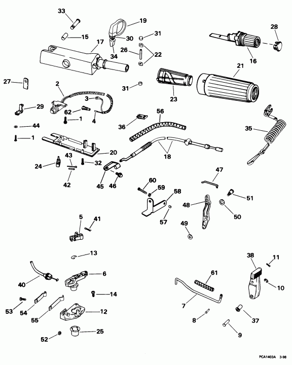 �������� ��������� ����� Evinrude HE6FRLECA 1998  - eering Handle - ee������ Handle