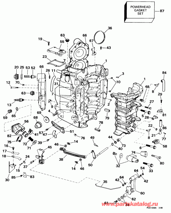 ��������� ��������� Evinrude SE105RWLH 1998  - linder & ������ ��������� - linder & Crankcase