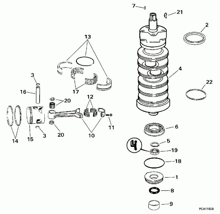 ��������� Evinrude SE105RWYH 1998  - ank��� & ������� - ankshaft & Piston