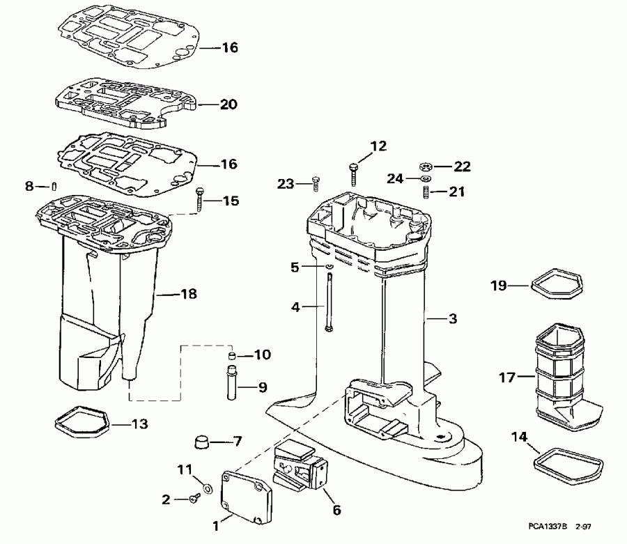 �������� ����� Evinrude SE105RWYH 1998  - haust ������ - haust Housing