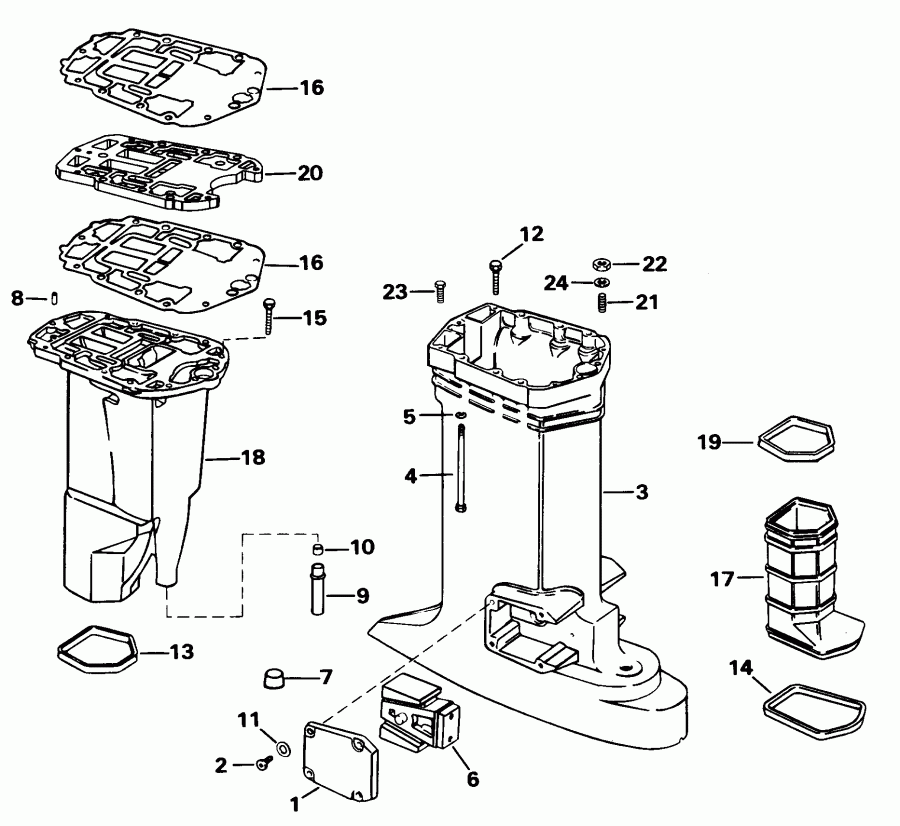 ��������� �������� ����� Evinrude SE105WELV 1998  - haust ������