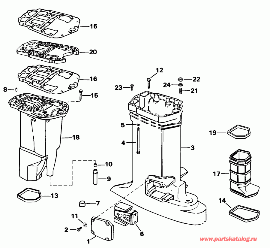 ����� EVINRUDE SE105WEXV 1998  - haust Housing / haust ������