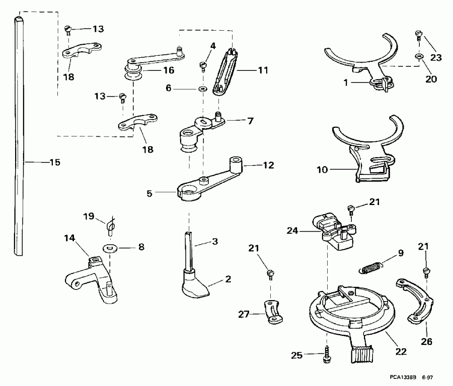 ��������� ��������� EVINRUDE SE105WRPLV 1998  - rottle ��������� �������� - rottle Linkage