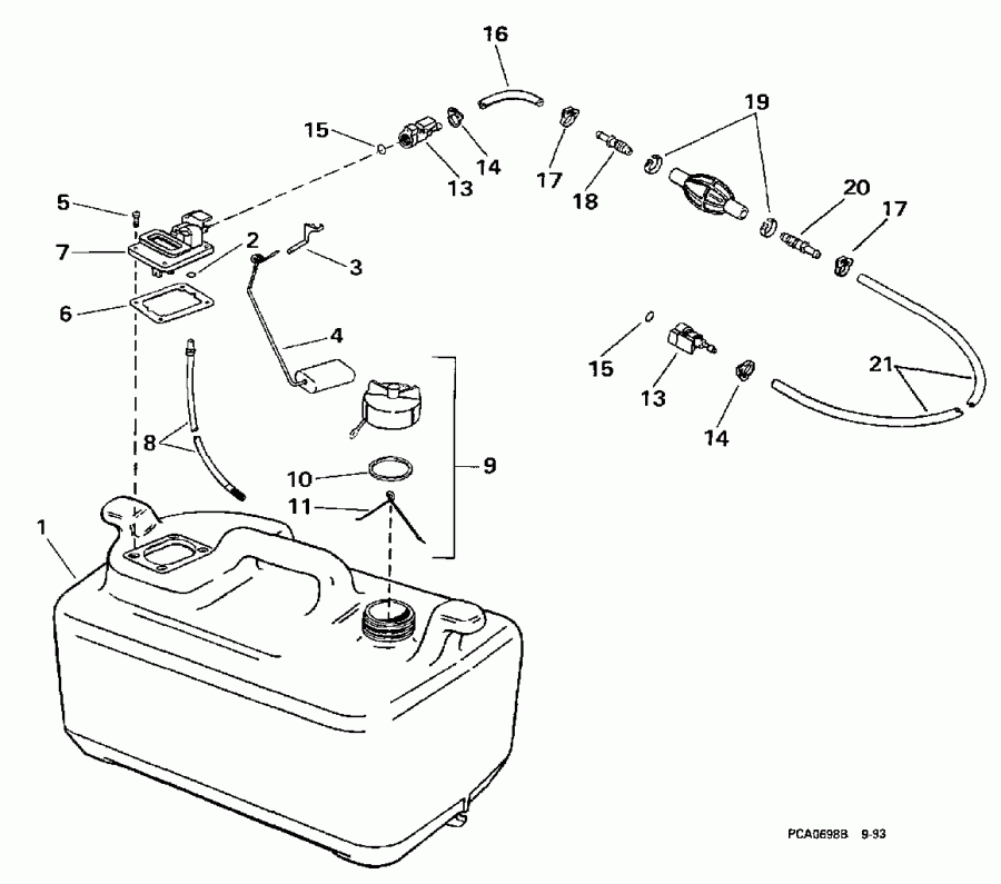 ����� Evinrude SE10RPLY 1998  - 6 ������ -- 15kc Models Only /  6 Gallon -- 15kc Models Only