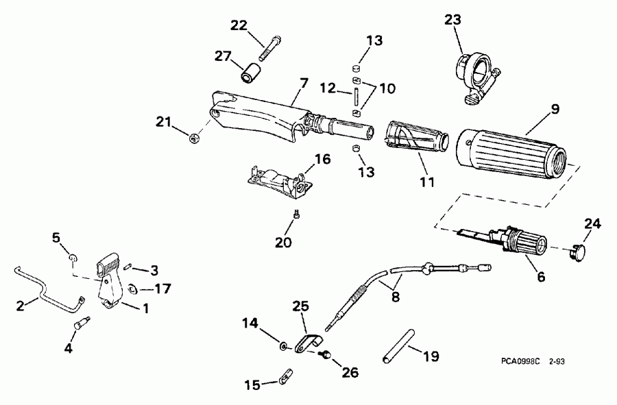 ��������� ��������� Evinrude SE10RPLY 1998  - eering & Shift Handle - ee������ & ������������� Handle