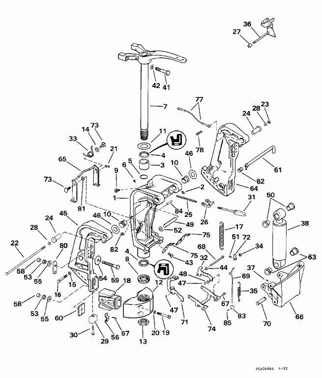 ����� EVINRUDE SE125RWYN 1998  - ern & ���������� ��������� / ern & Swivel Bracket