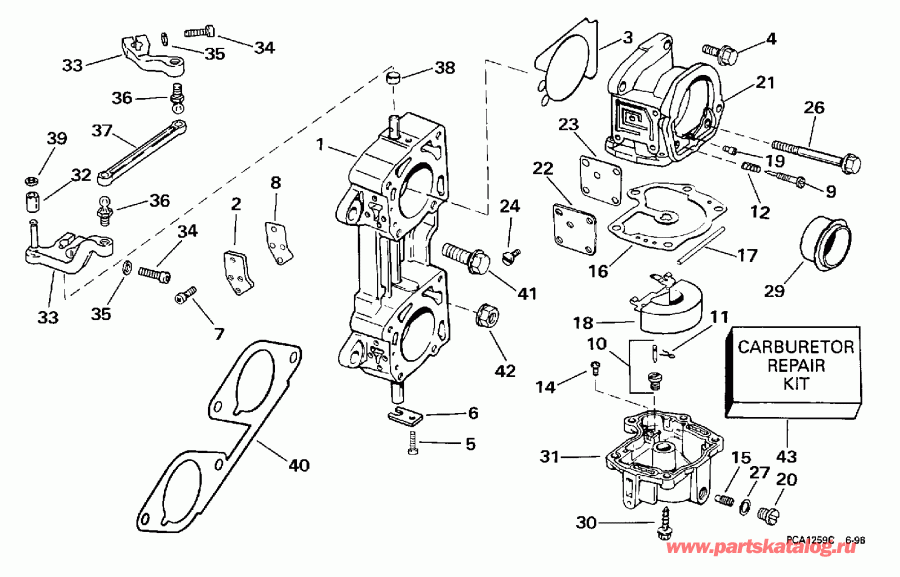  EVINRUDE SE125WTPXN 1998  - rburetor &   - rburetor & Linkage