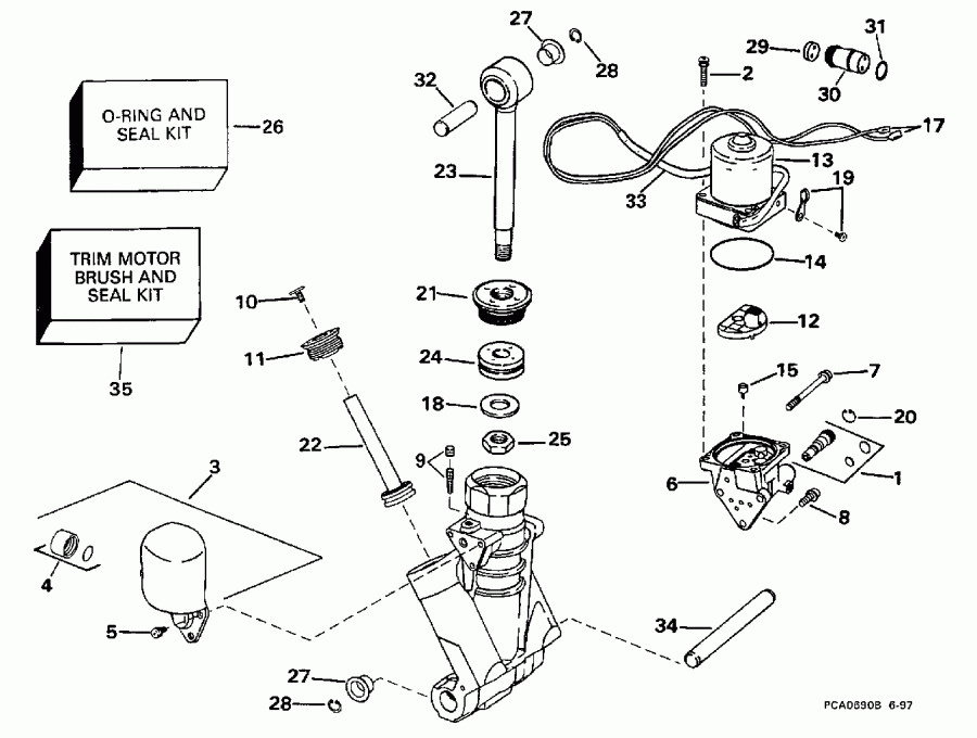  EVINRUDE SE125WTPXN 1998  - wer Trim/tilt Hydraulic Assembly - wer Trim / tilt Hydraulic Assembly