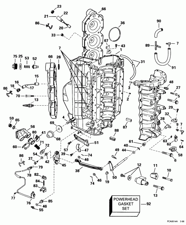 �������� ��������� ����� Evinrude SE150WTPXY 1998  - linder & ������ ��������� / linder & Crankcase