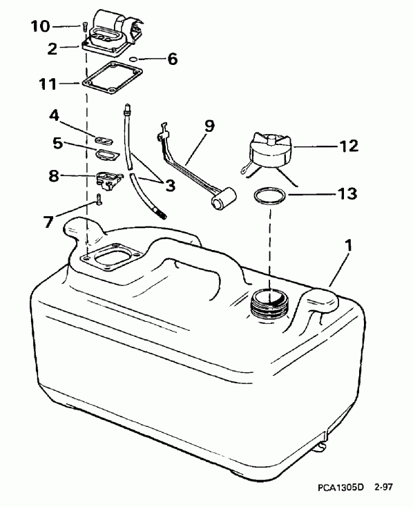 ��������� ��������� Evinrude SE15RPC 1998  - 6 ������ -  6 Gallon