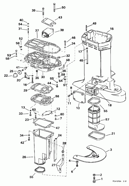 ��������� ��������� EVINRUDE SE200WTPXG 1998  - haust Housing / haust ������