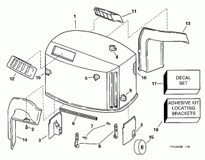 Крышка двигателя (капот) -- Evinrude -- 200stl, Sl, 225stl, Sl, Gl (Engine Cover -- Evinrude -- 200stl, Sl, 225stl, Sl, Gl)