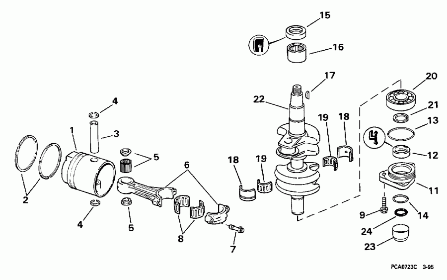 �������� ��������� ����� ������� SE25RDECA 1998  - ank��� & ������� - ankshaft & Piston